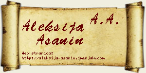 Aleksija Ašanin vizit kartica